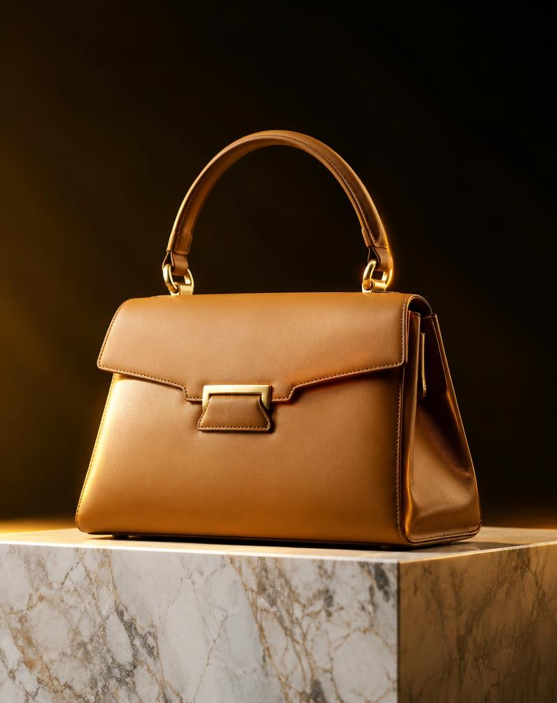 Tan Leather Top-Handle Bag