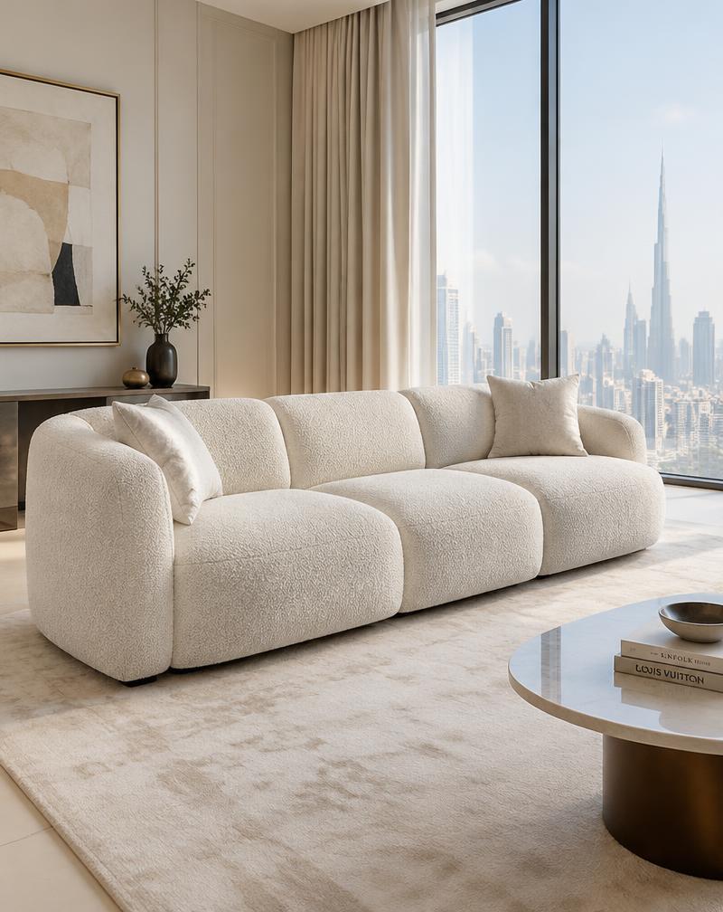 Cream Bouclé Sofa